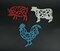 Set of 3 Cast Iron Farm Animal Kitchen Trivets Wall Hanging Art Rooster Cow Pig
